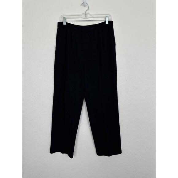 St John Santana Knit Straight Leg Crop High Waisted Pants Black Stretch Size 10 - Picture 1 of 8